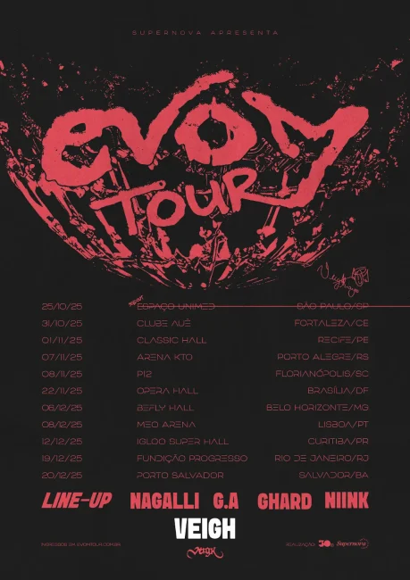 Veigh estreia EVOM Tour, inspirada no álbum Eu Venci o Mundo, no Espaço Unimed