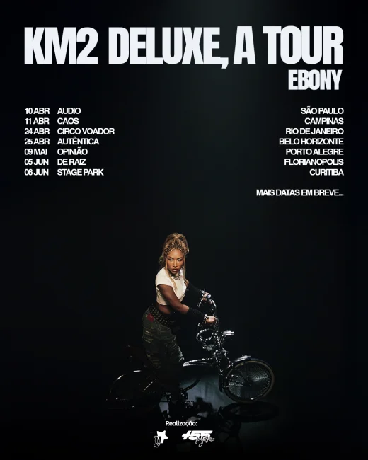 Ebony anuncia tour do álbum KM2 Deluxe, que será lançado em 2026
